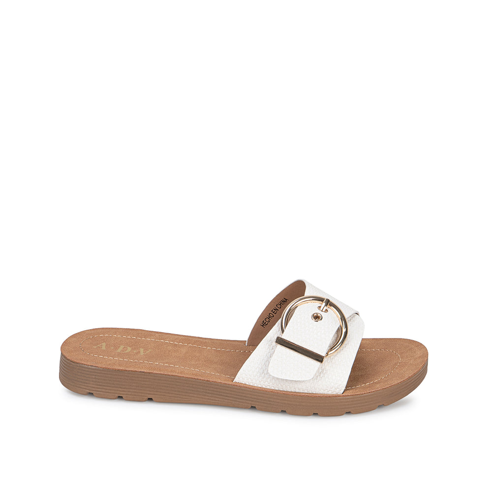 Sandalia Slide Casual Hueso