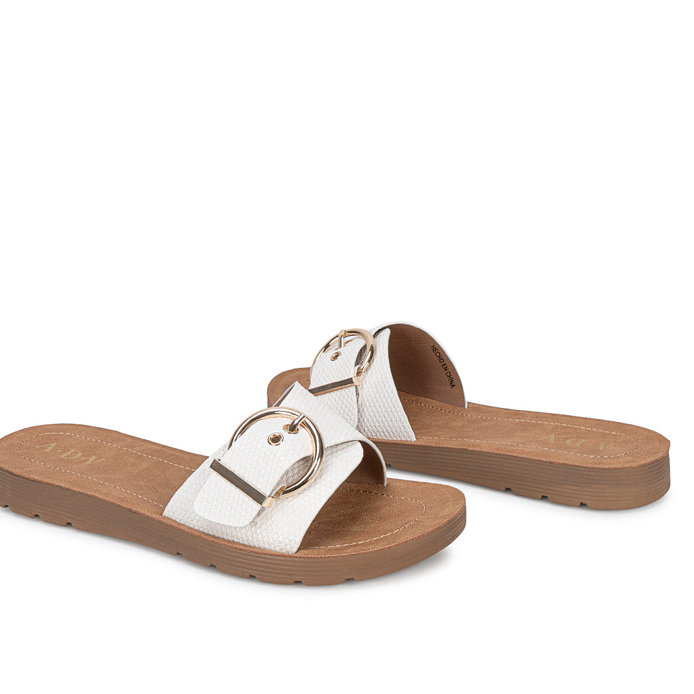 Sandalia Slide Casual Hueso
