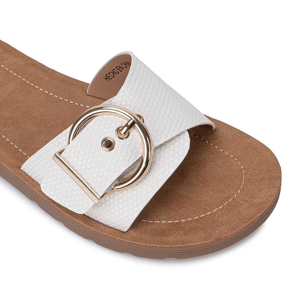 Sandalia Slide Casual Hueso
