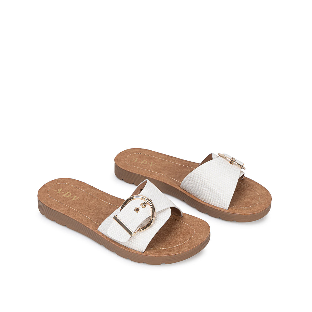 Sandalia Slide Casual Hueso