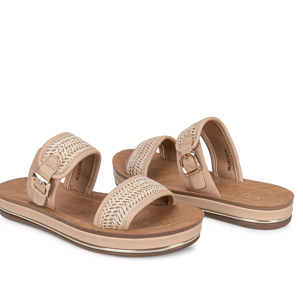 Sandalia Slide Casual Rafia