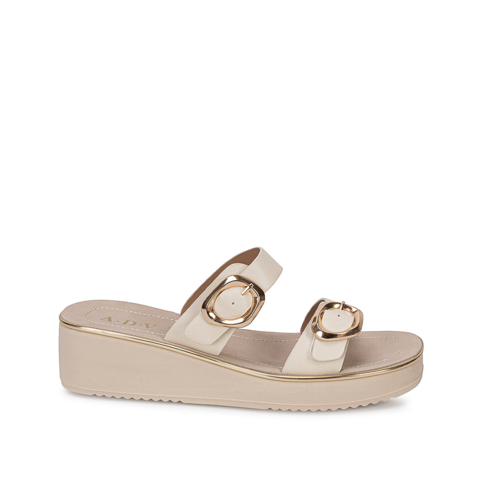 Sandalia Slide Casual Hueso