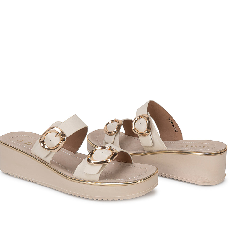 Sandalia Slide Casual Hueso