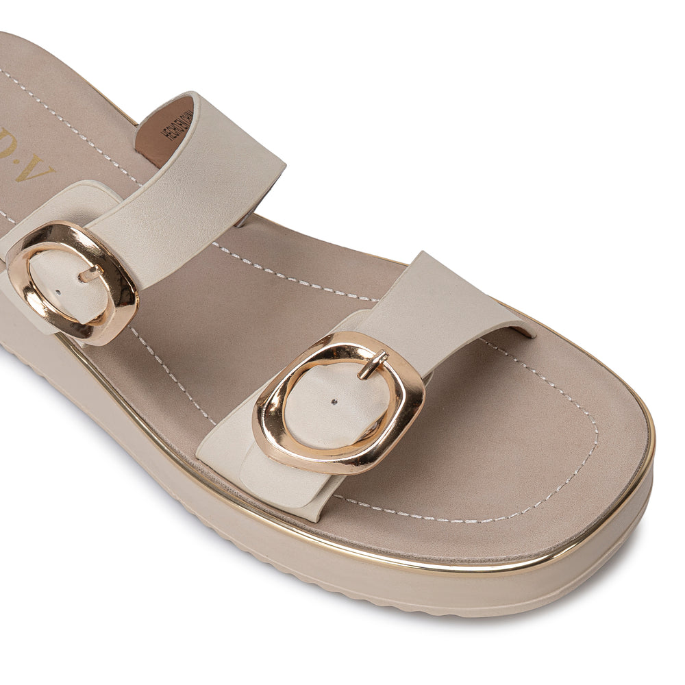 Sandalia Slide Casual Hueso