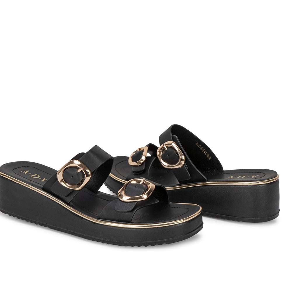 Sandalia Slide Casual Negro