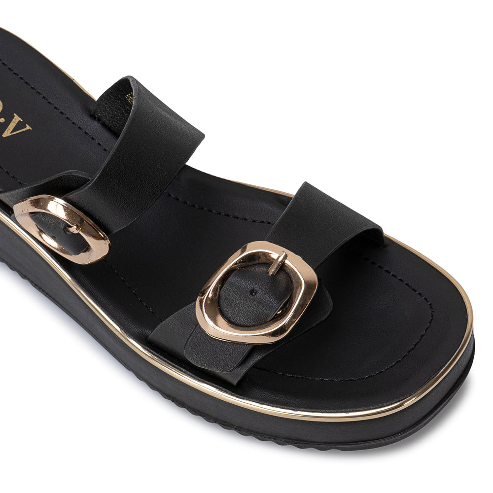 Sandalia Slide Casual Negro