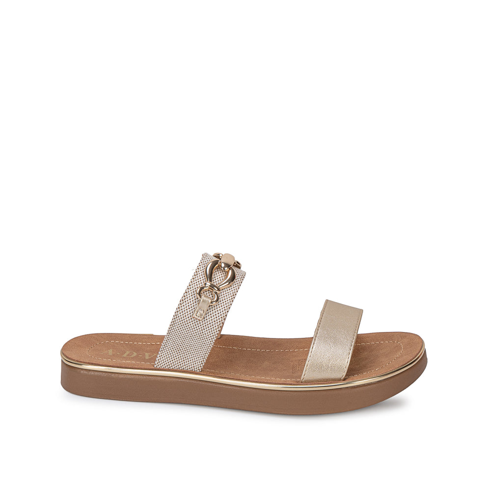 Sandalia Slide Casual Dorado