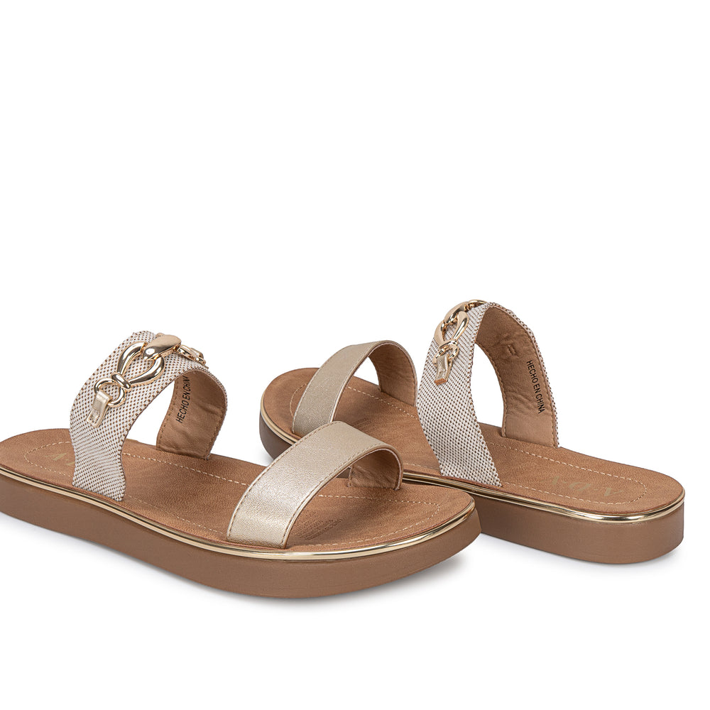 Sandalia Slide Casual Dorado
