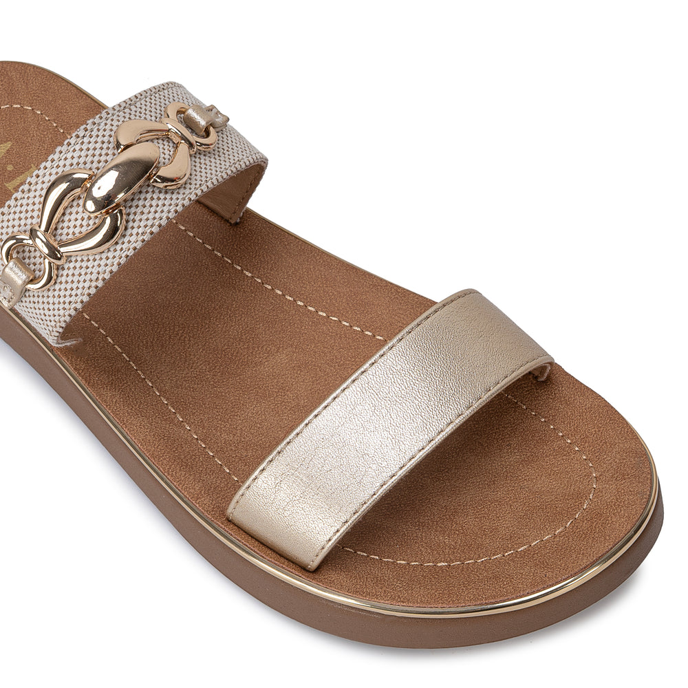 Sandalia Slide Casual Dorado