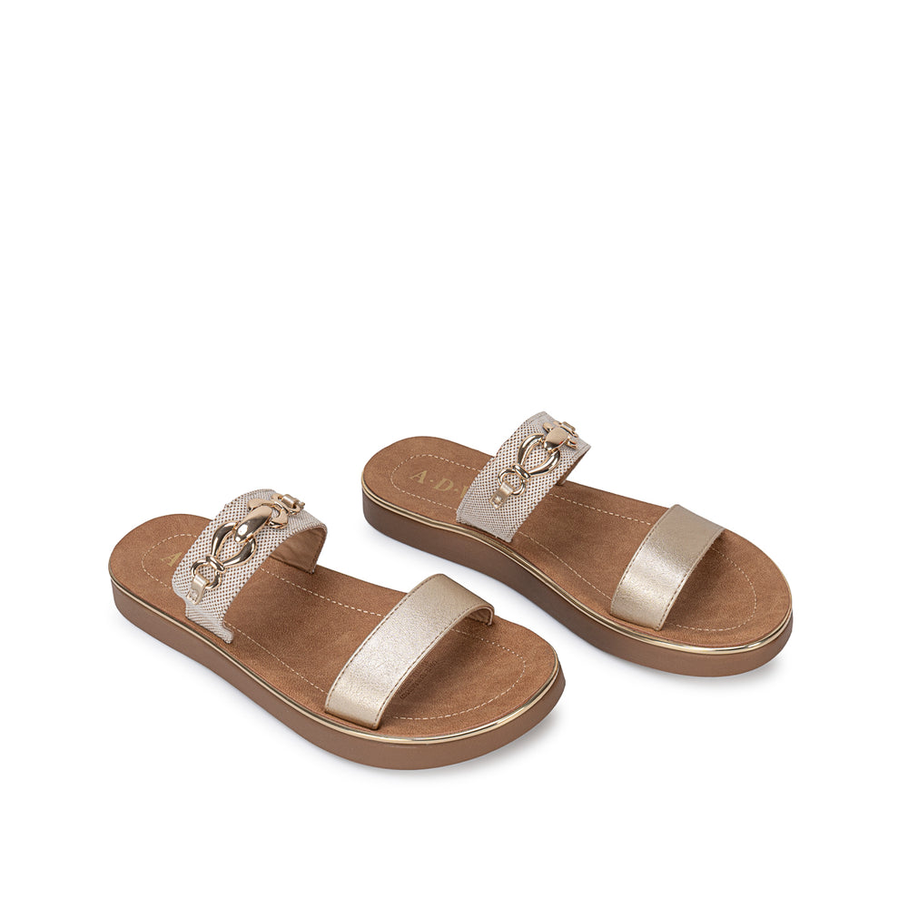 Sandalia Slide Casual Dorado