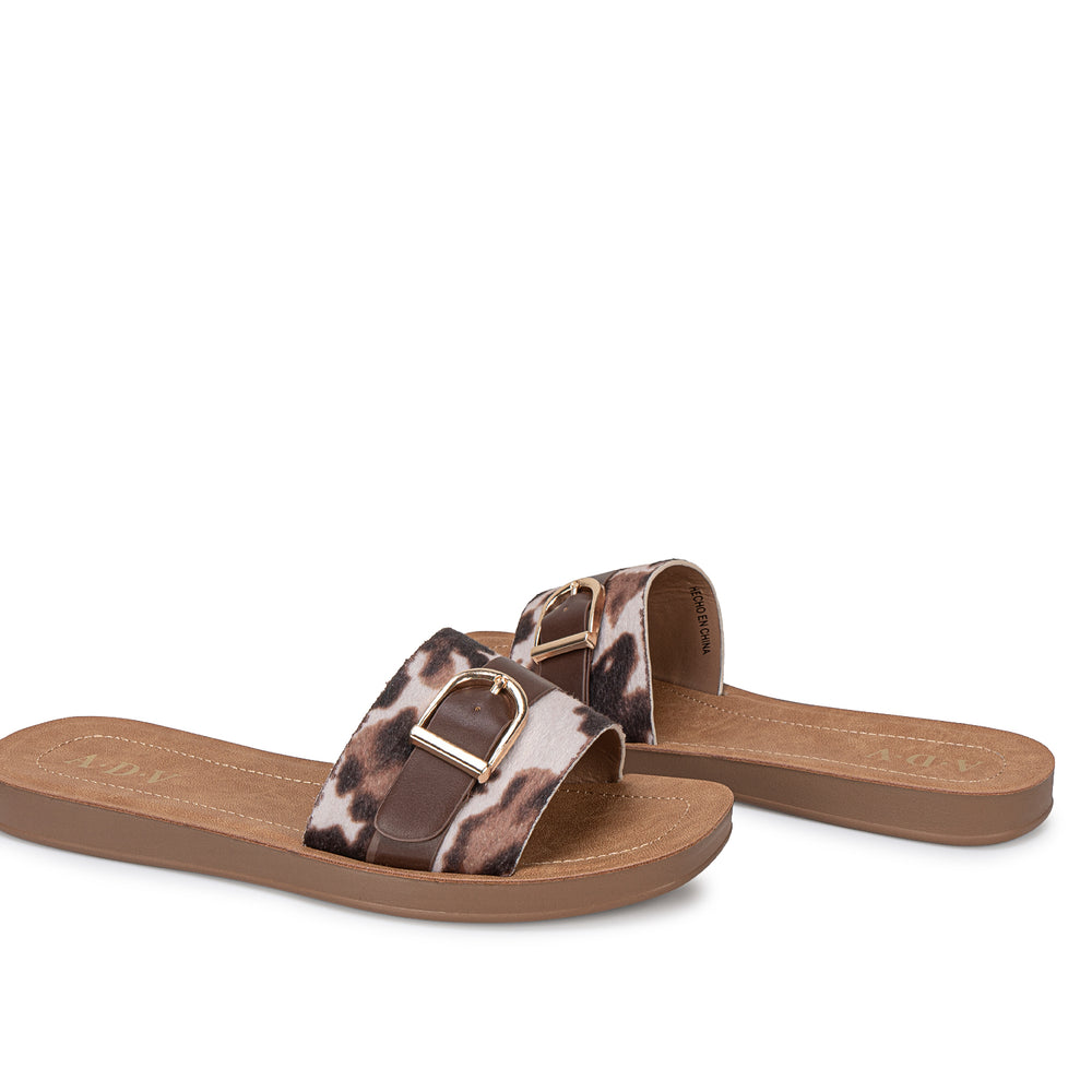 Sandalia Slide Casual Cow Print