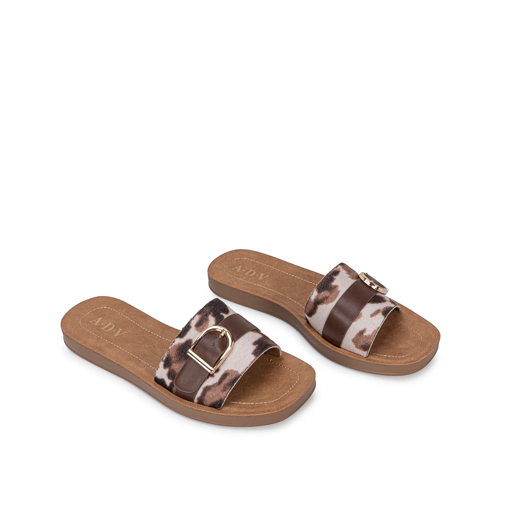 Sandalia Slide Casual Cow Print