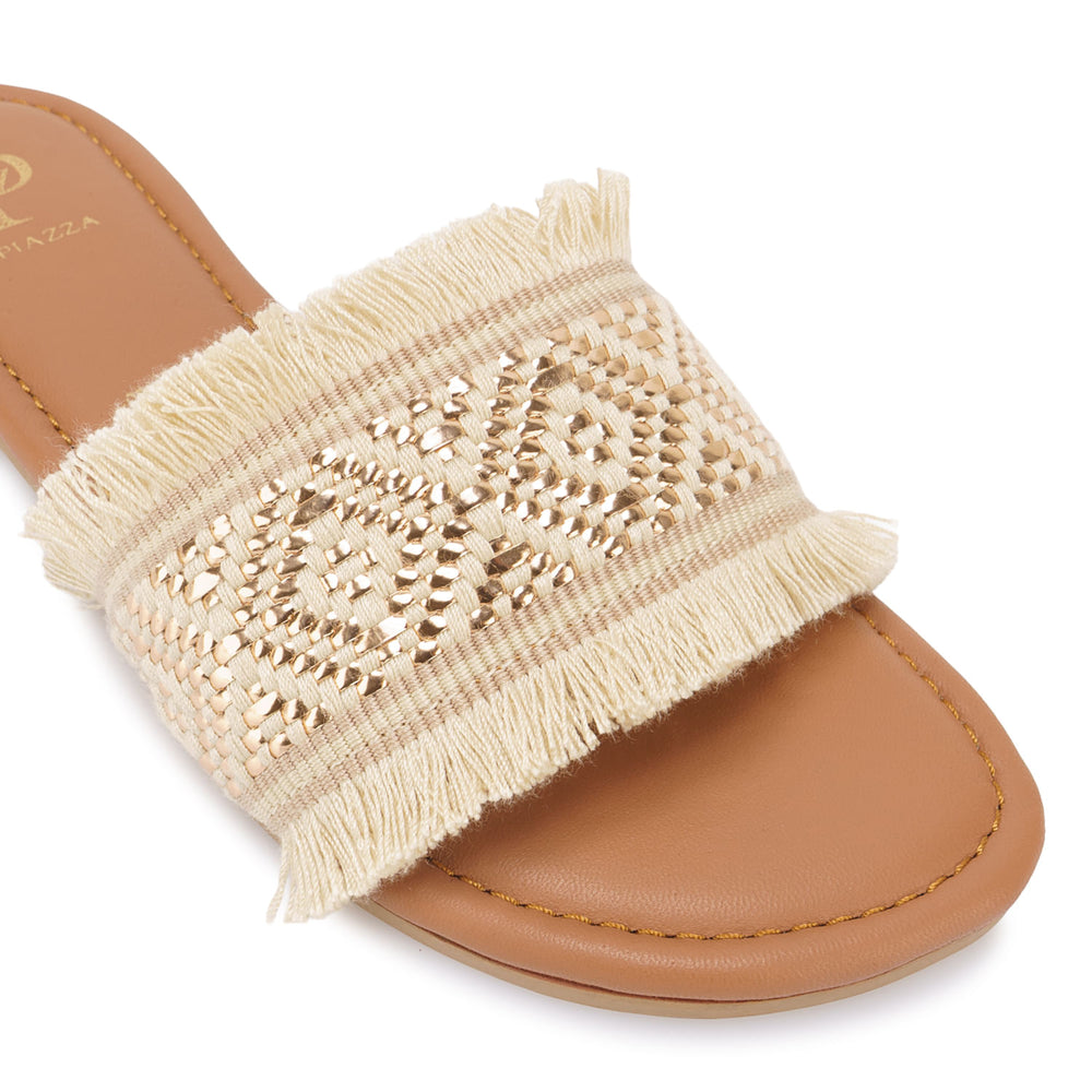 Sandalia Slide Casual Beige