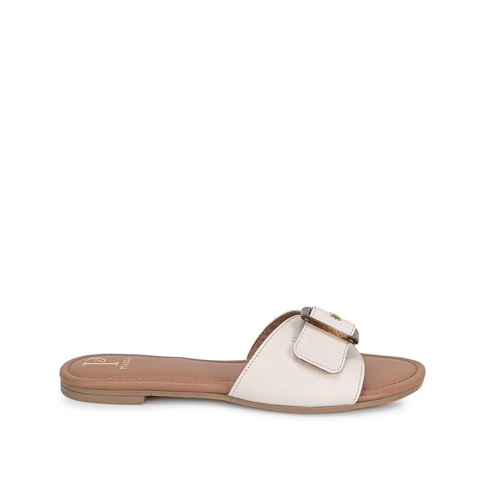 Sandalia Slide Casual Hueso