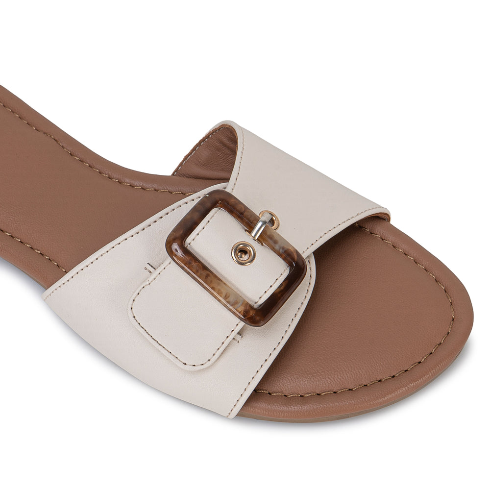 Sandalia Slide Casual Hueso