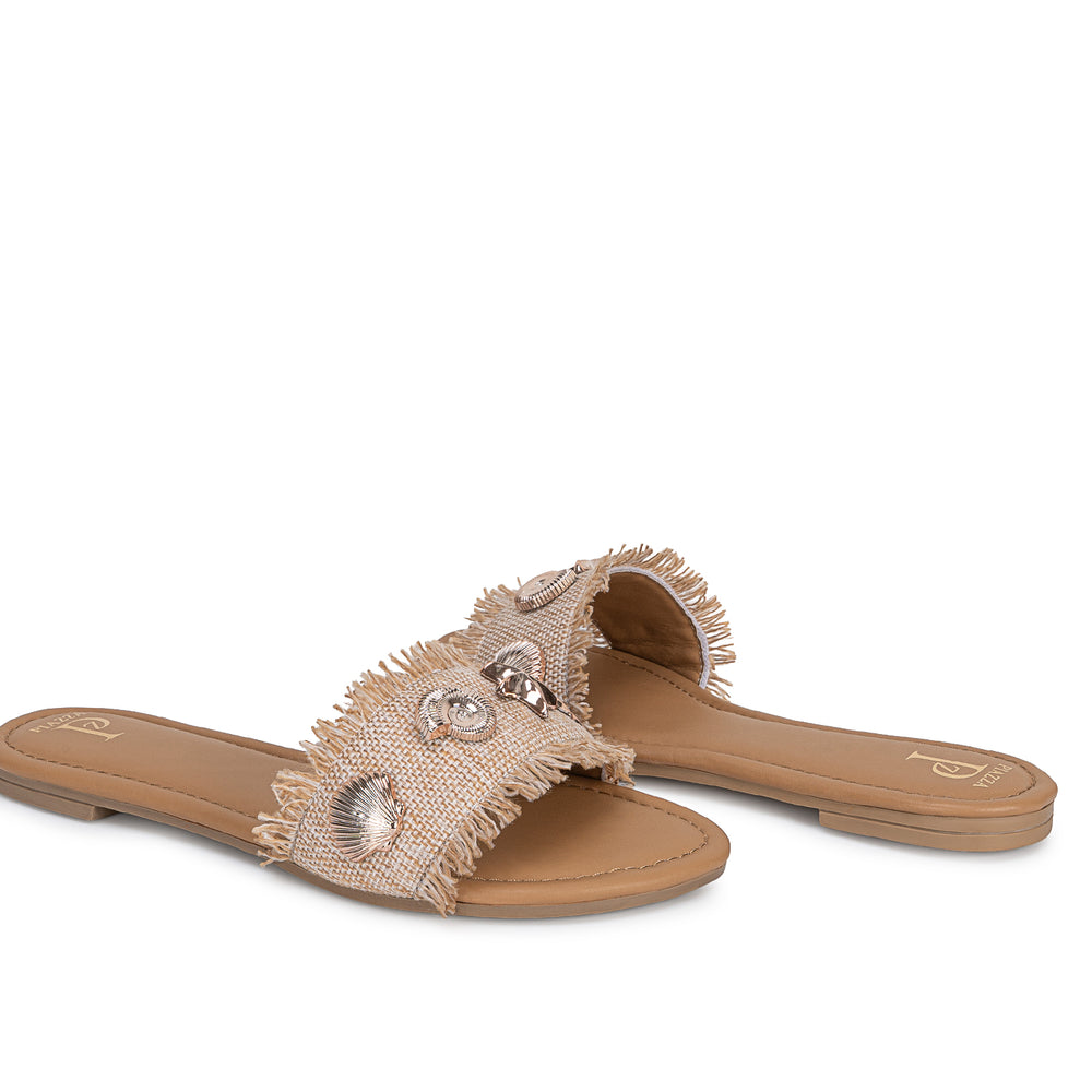 Sandalia Slide Casual Beige