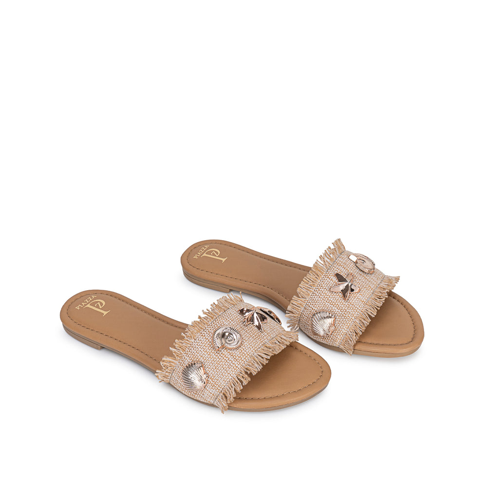 Sandalia Slide Casual Beige