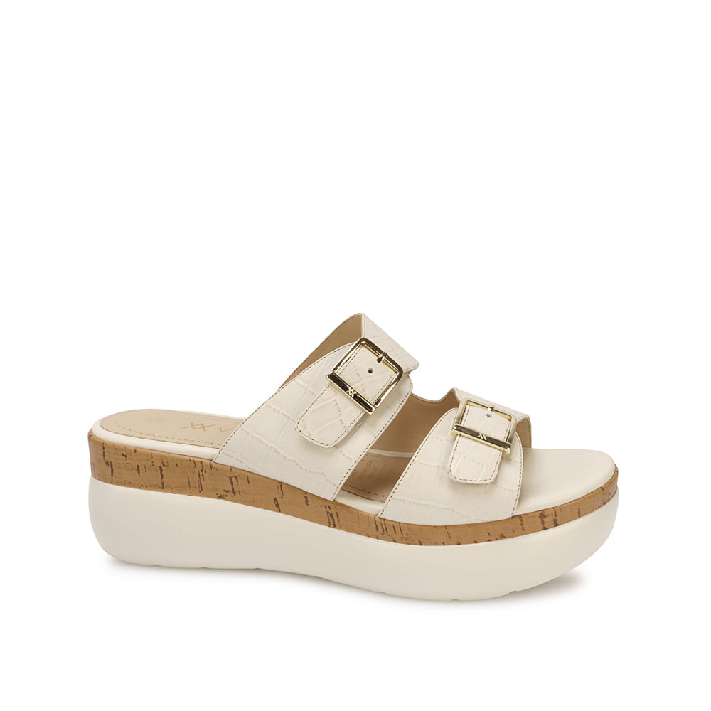Sandalia Slide Casual Hueso
