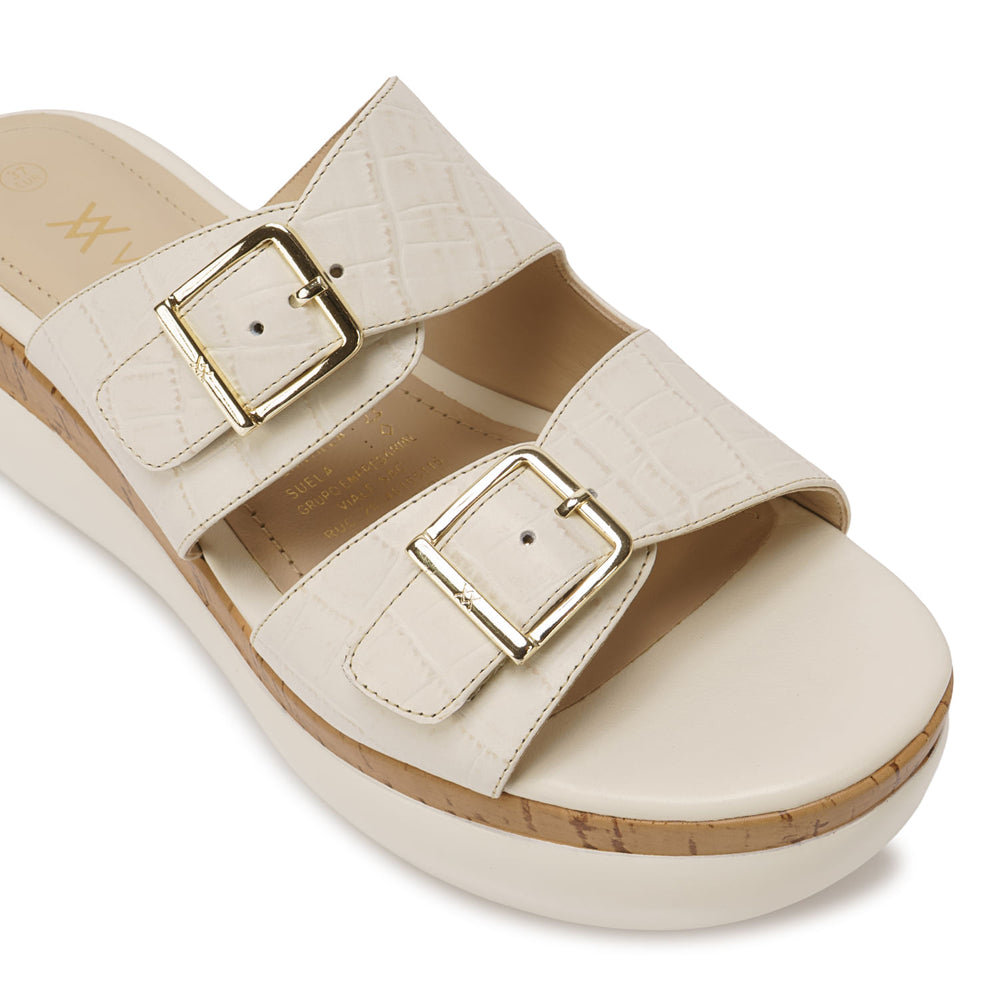 Sandalia Slide Casual Hueso