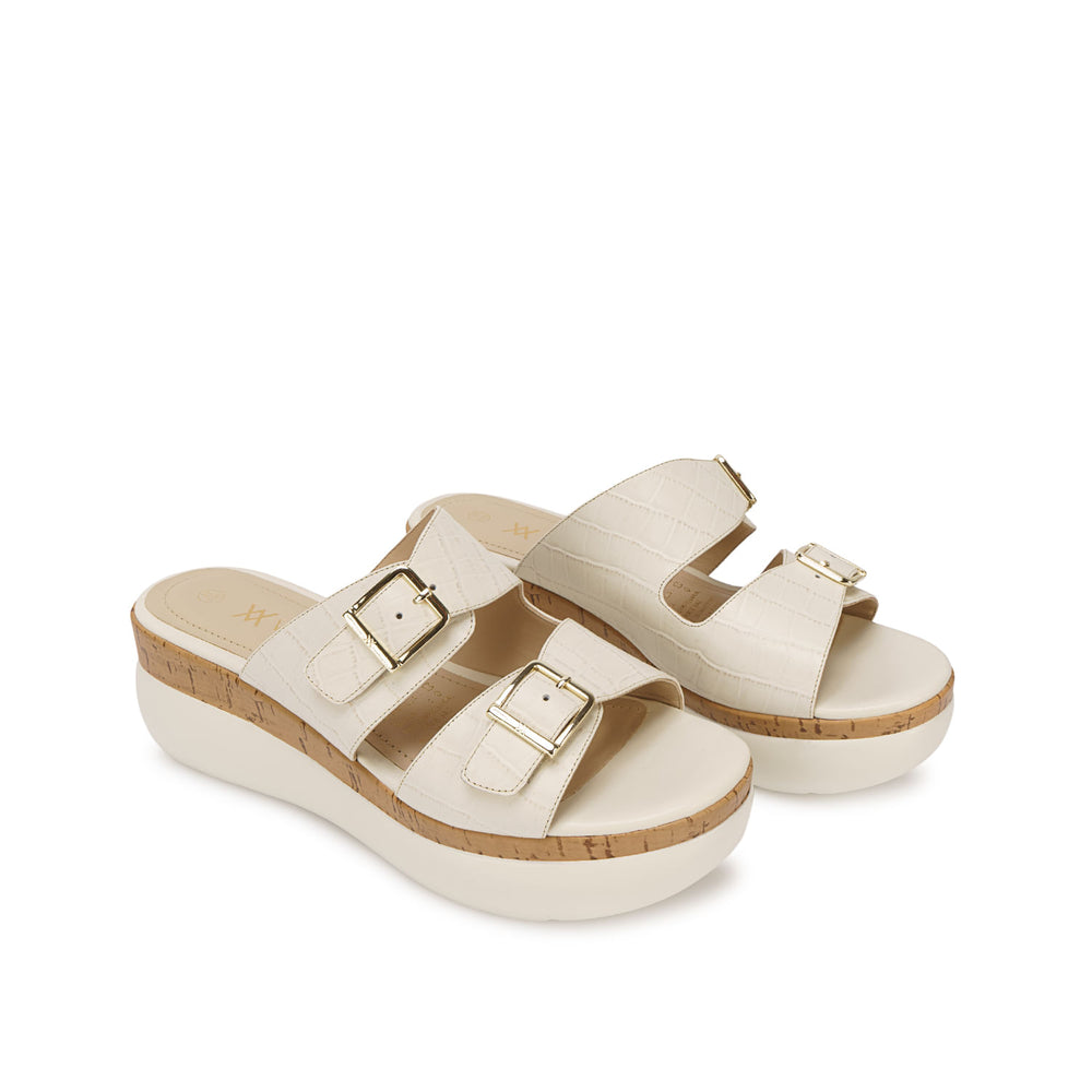 Sandalia Slide Casual Hueso