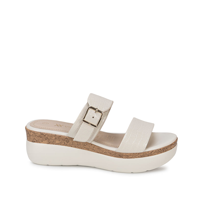 Sandalia Slide Casual Hueso