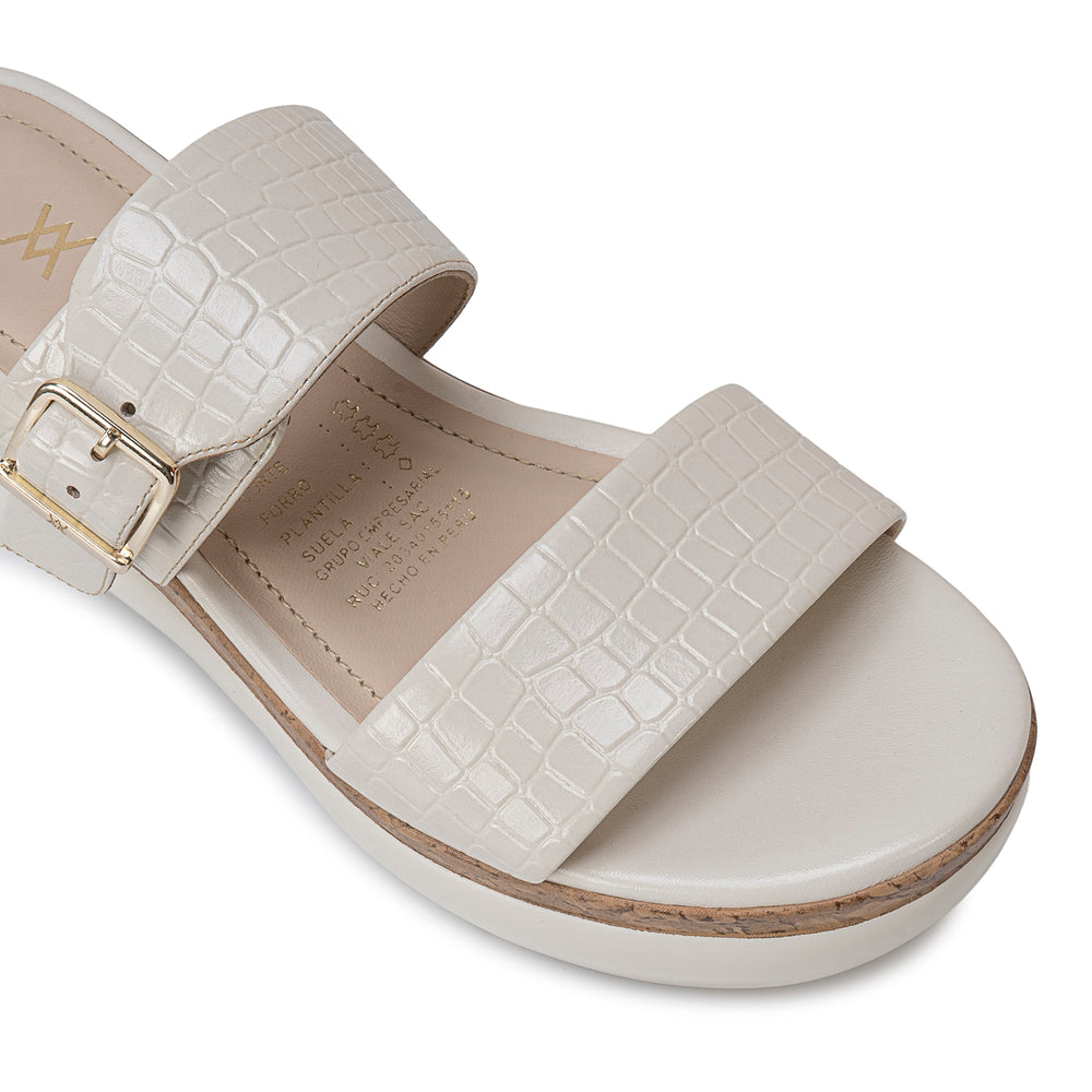 Sandalia Slide Casual Hueso