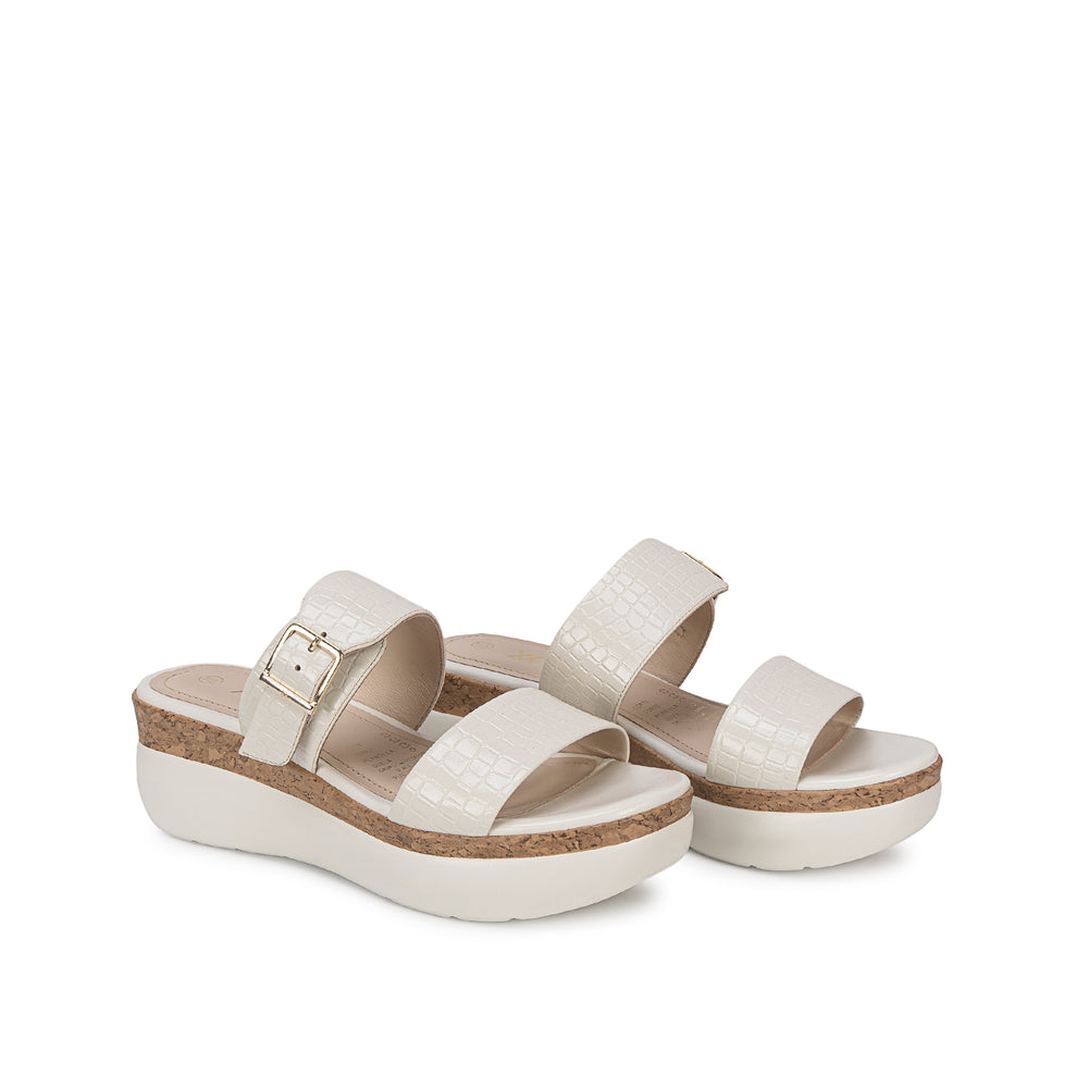 Sandalia Slide Casual Hueso