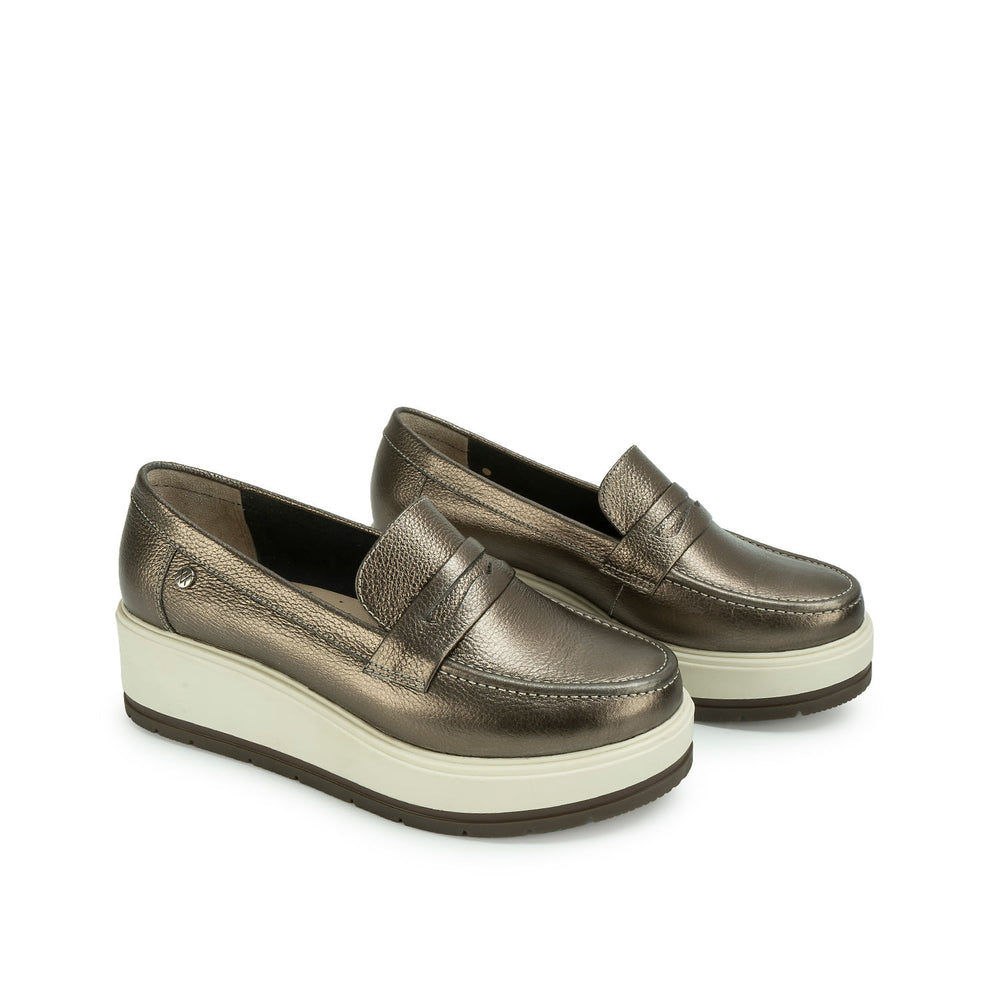 Zapato Mocasín Casual Plata