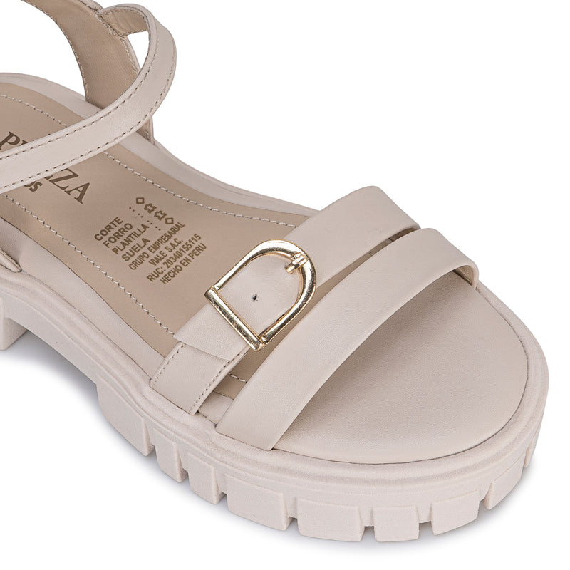 Sandalia D'Orsay Casual Hueso