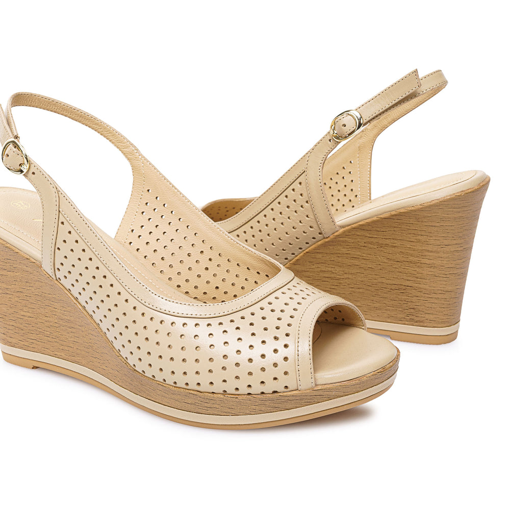 Sandalia Peep Toe Casual Pele