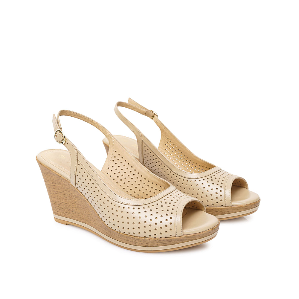 Sandalia Peep Toe Casual Pele