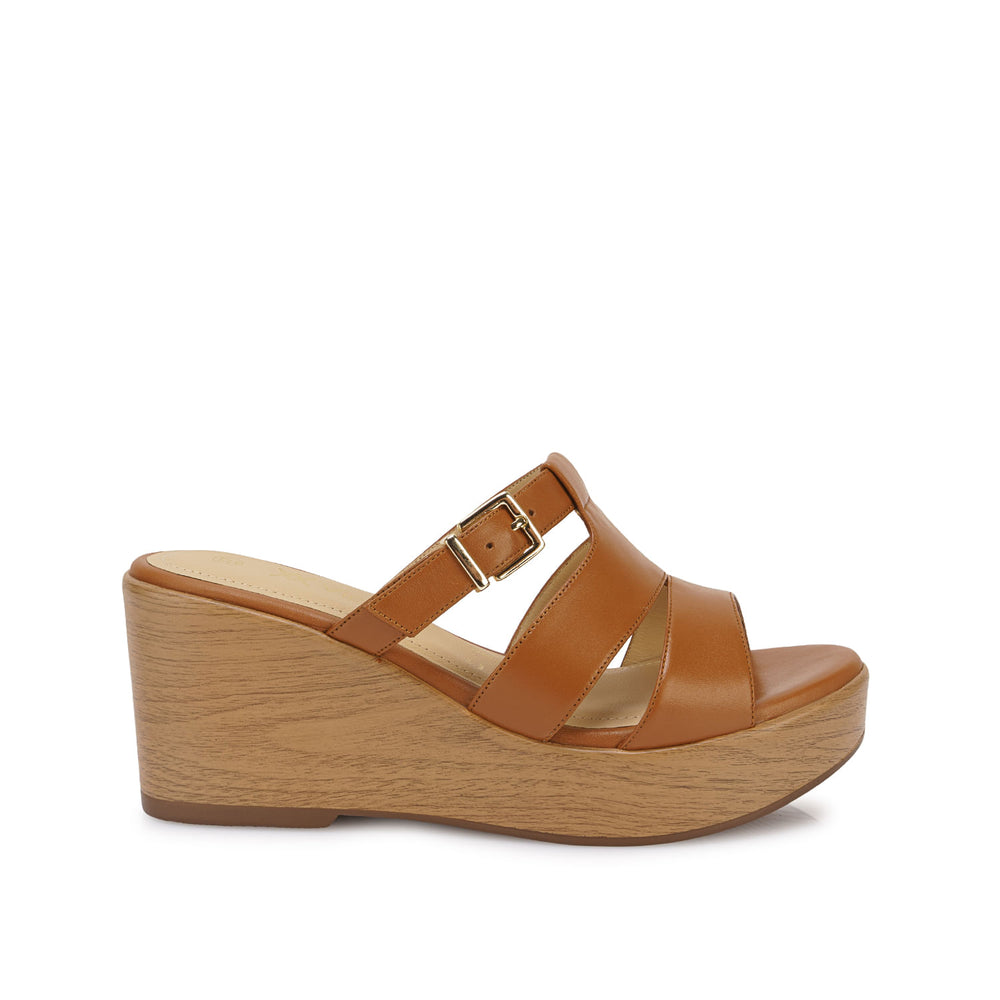 Sandalia Slide Casual Camel