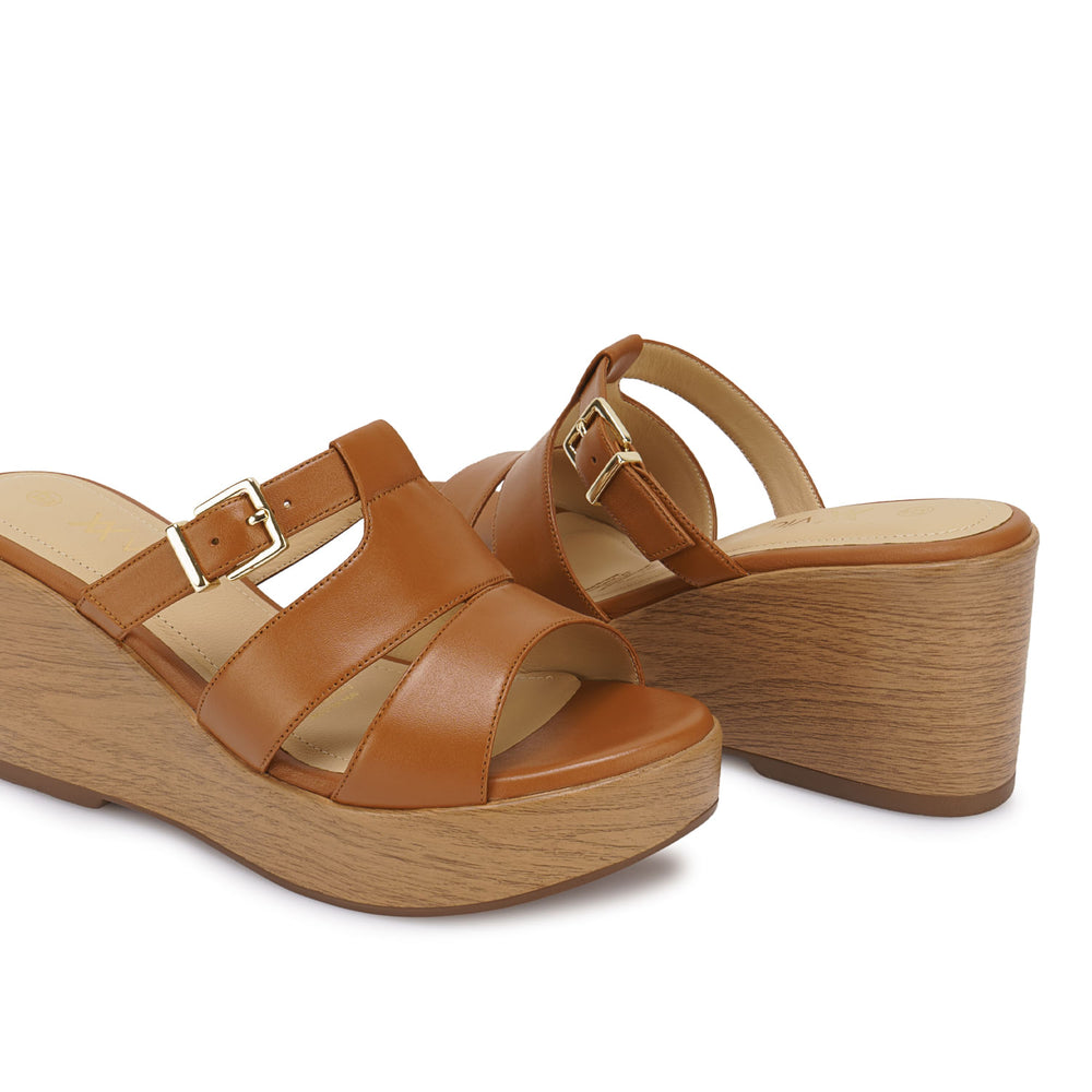 Sandalia Slide Casual Camel