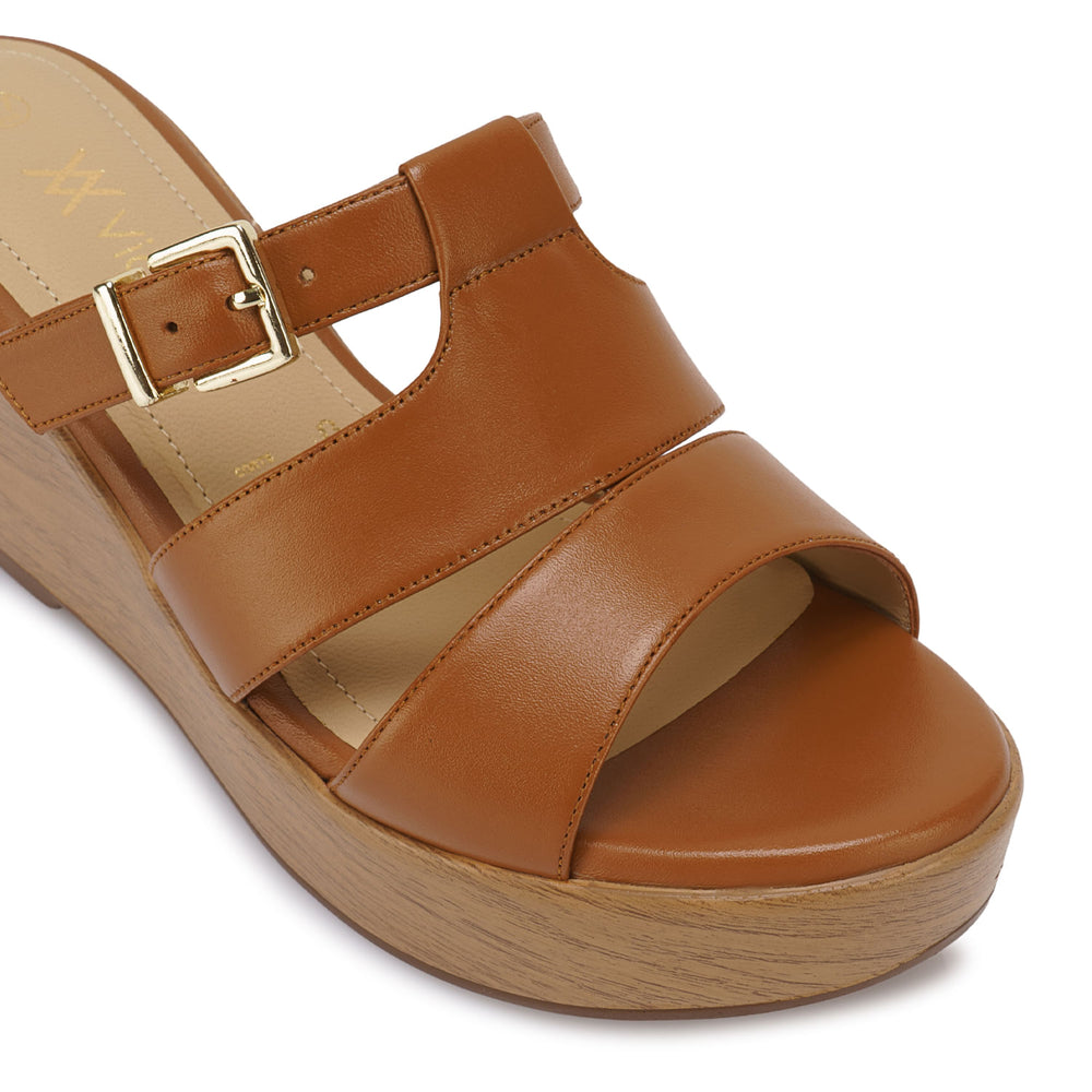 Sandalia Slide Casual Camel