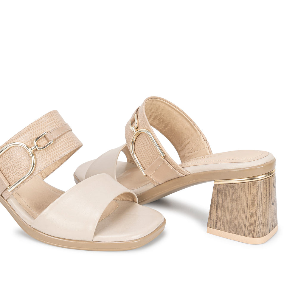 Sandalia Strap Casual Hiel/Beige