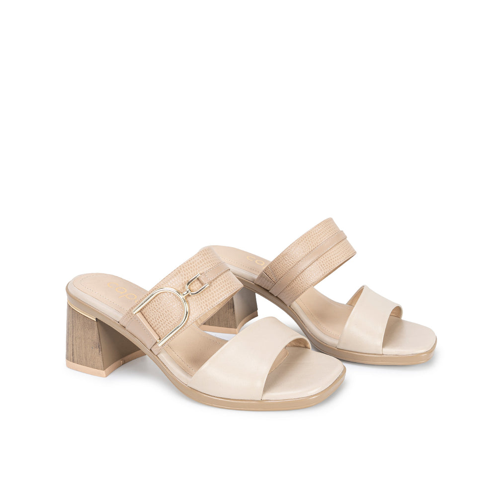 Sandalia Strap Casual Hiel/Beige