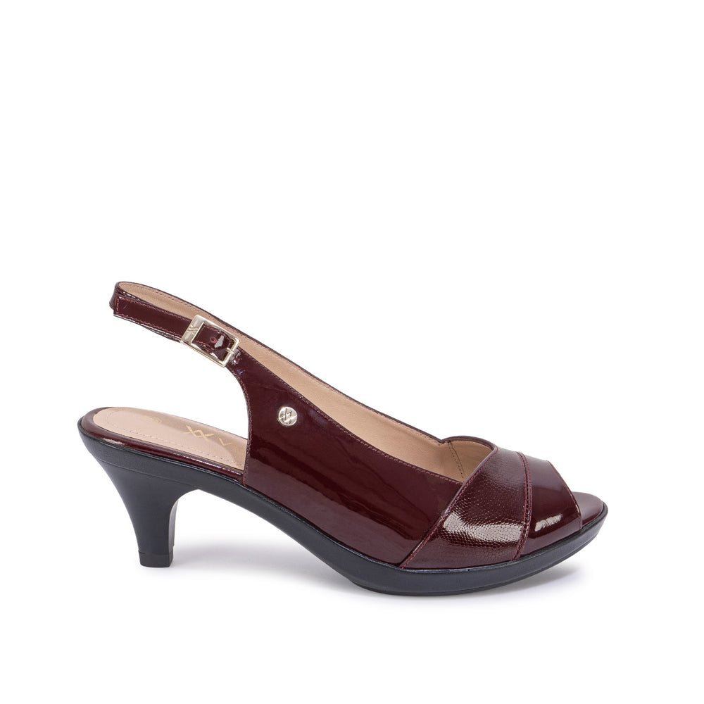 Sandalia Peep Toe Casual Rojo Oscuro