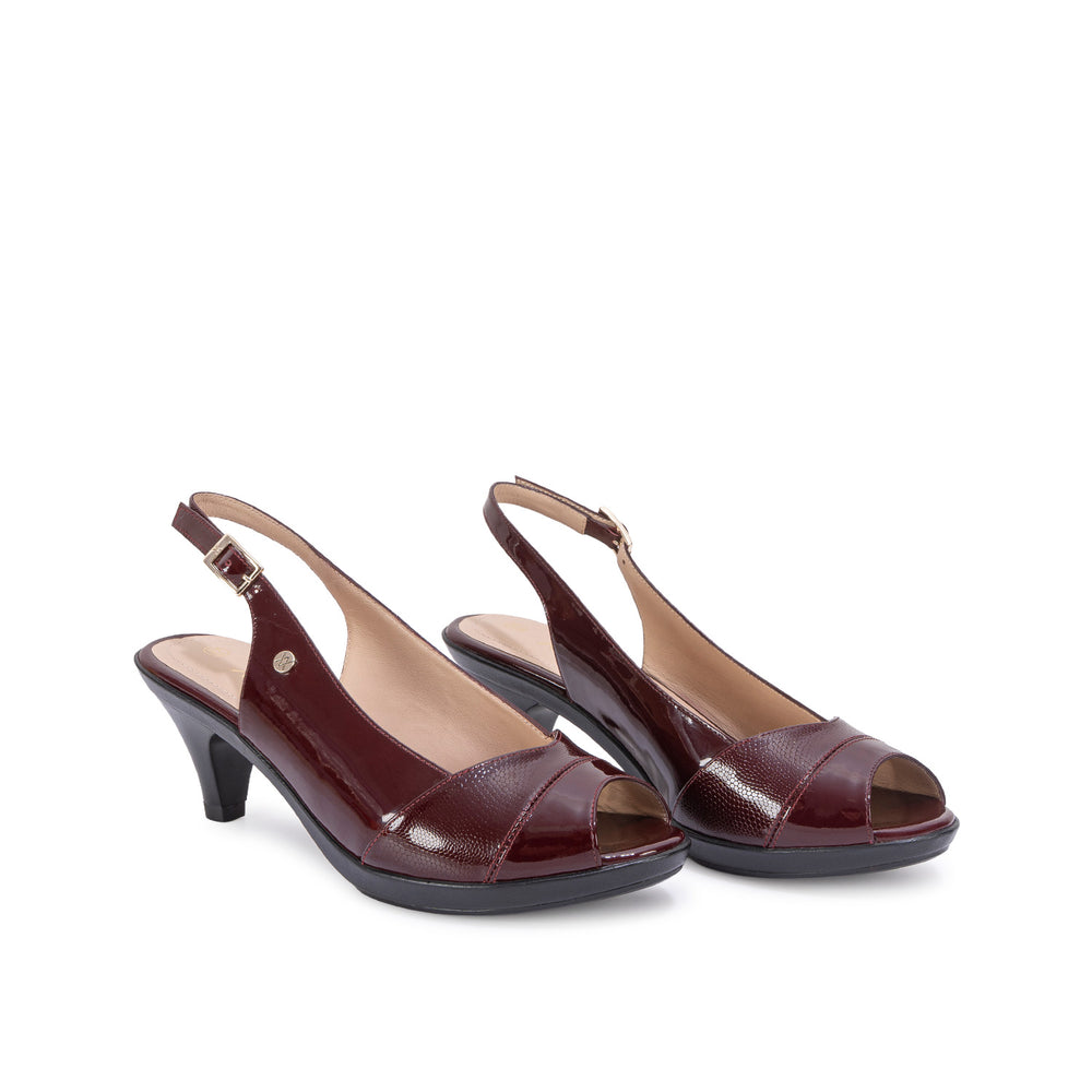Sandalia Peep Toe Casual Rojo Oscuro
