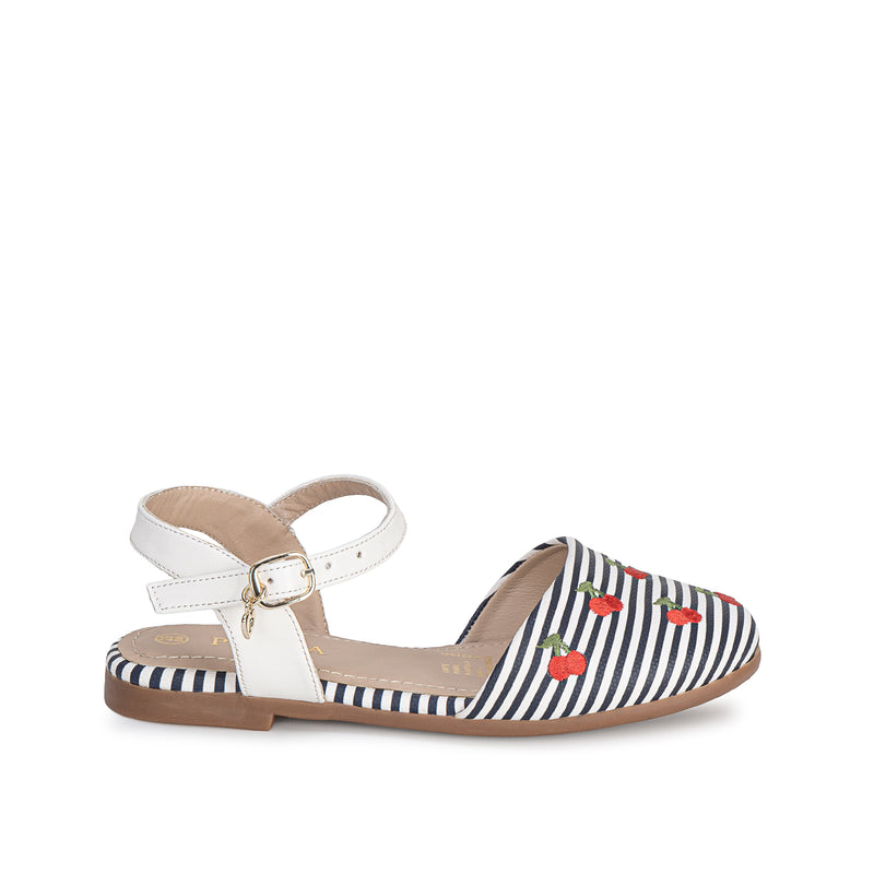 Sandalia D'Orsay Casual Blan/Azul