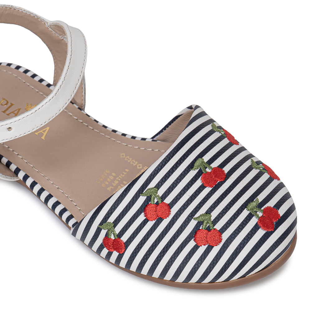 Sandalia D'Orsay Casual Blan/Azul