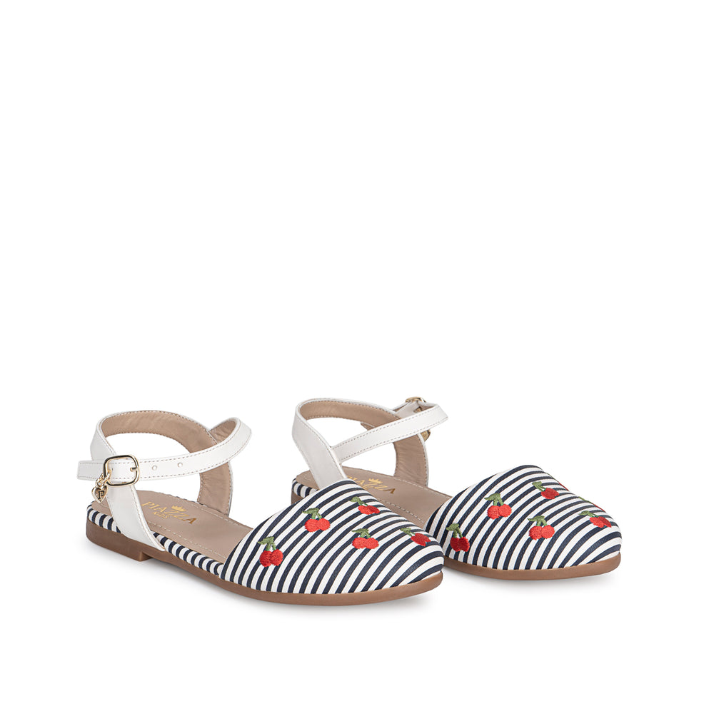 Sandalia D'Orsay Casual Blan/Azul