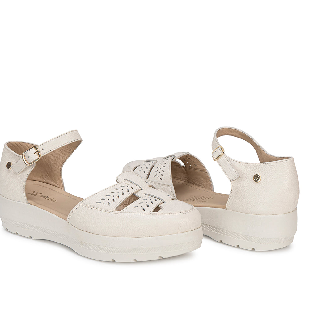 Sandalia Franciscana Casual Marfil