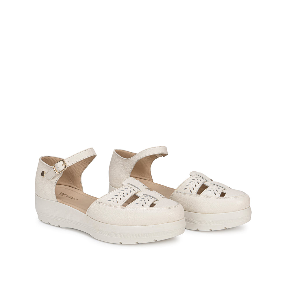 Sandalia Franciscana Casual Marfil