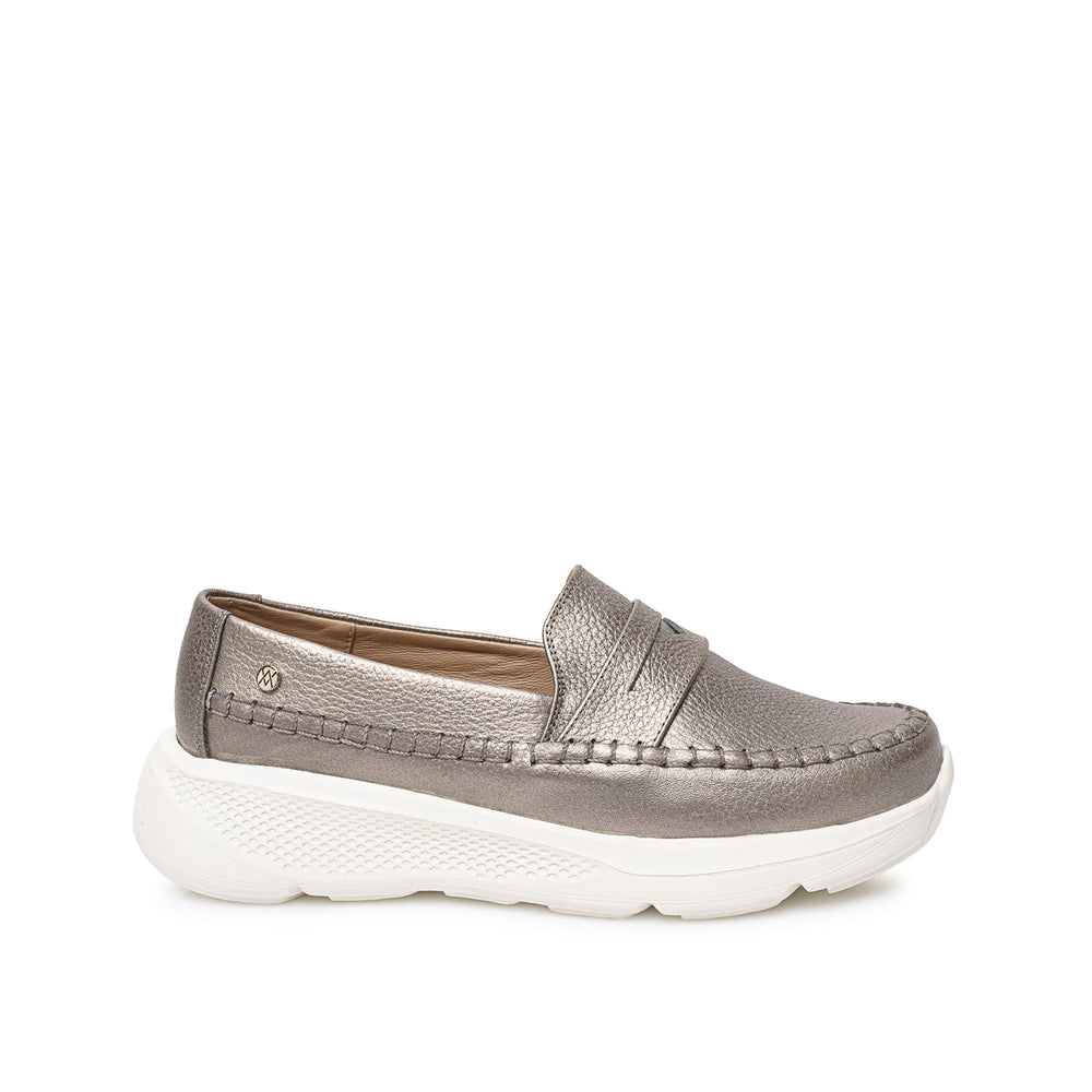 Zapato Mocasín Casual Plata