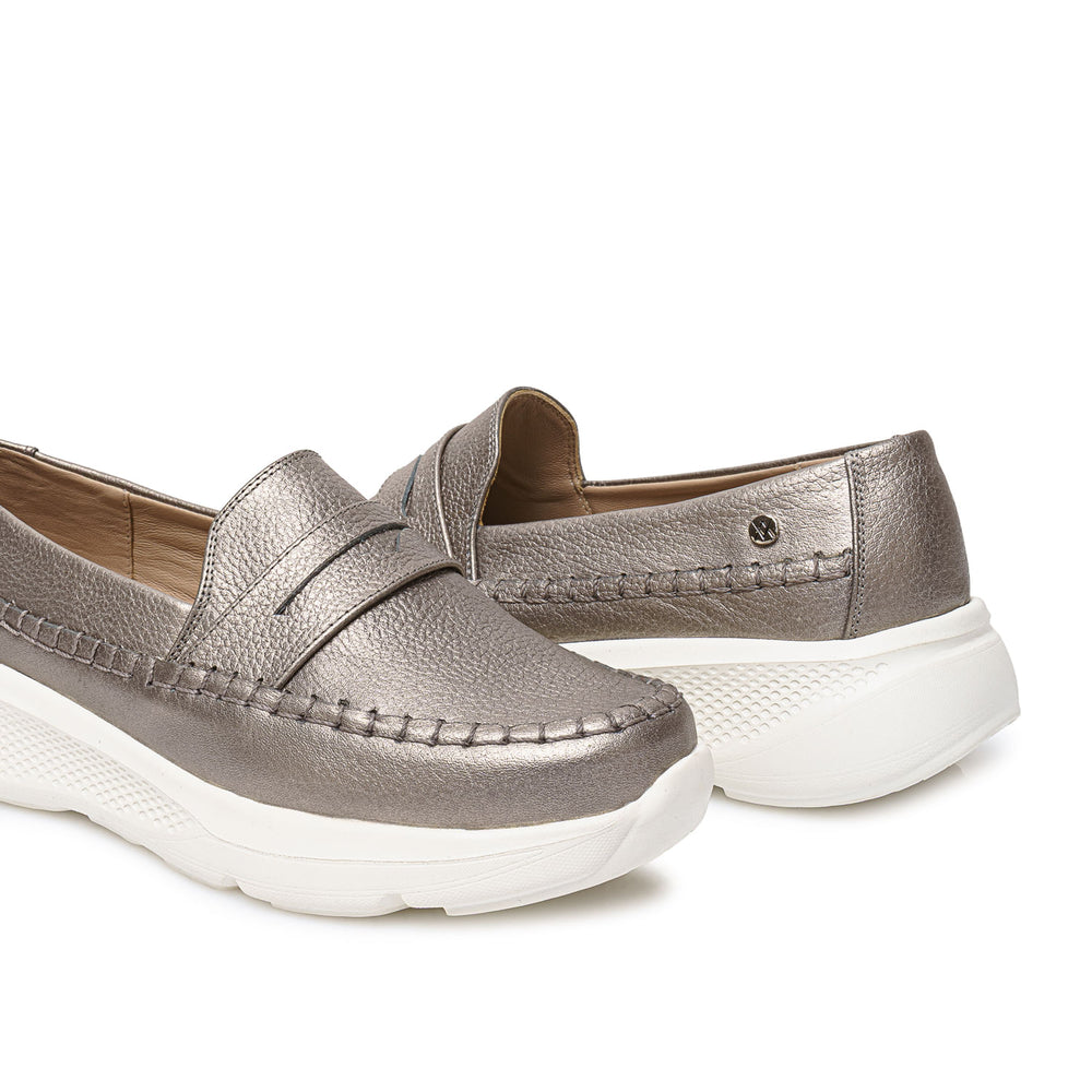 Zapato Mocasín Casual Plata