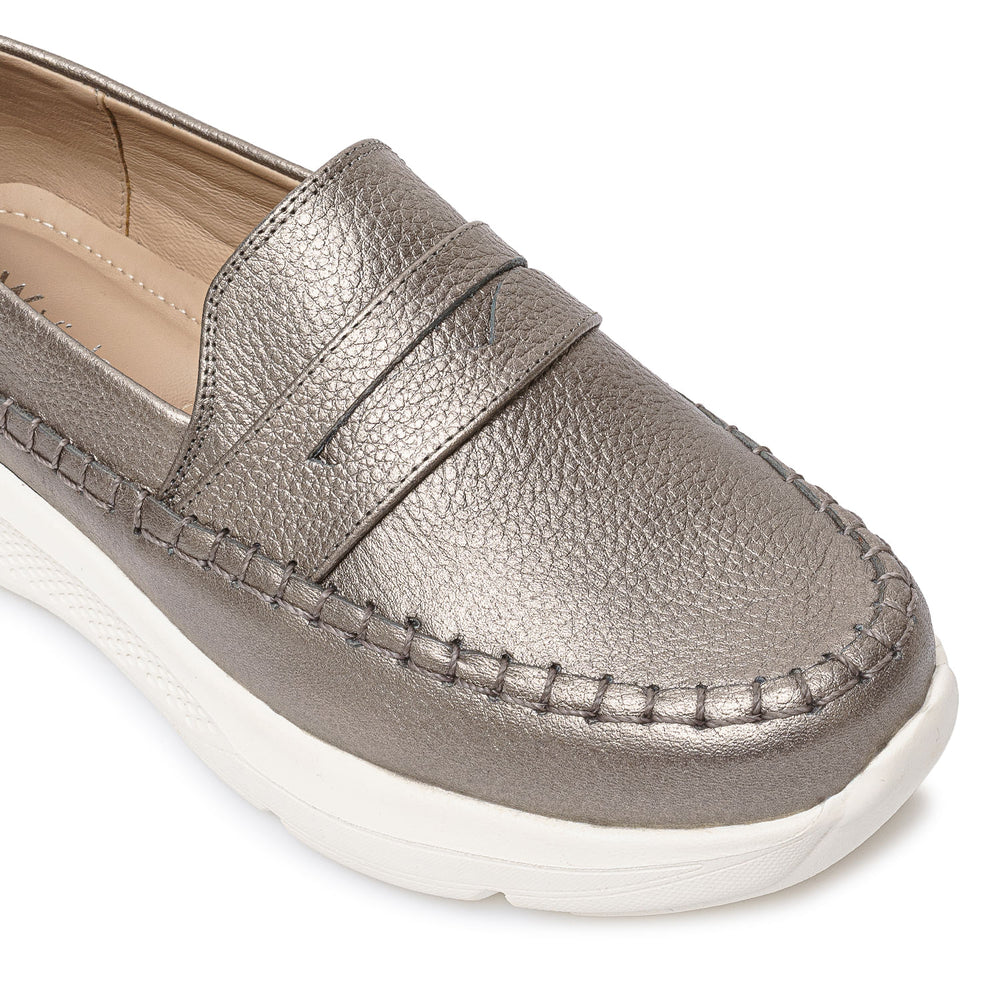 Zapato Mocasín Casual Plata