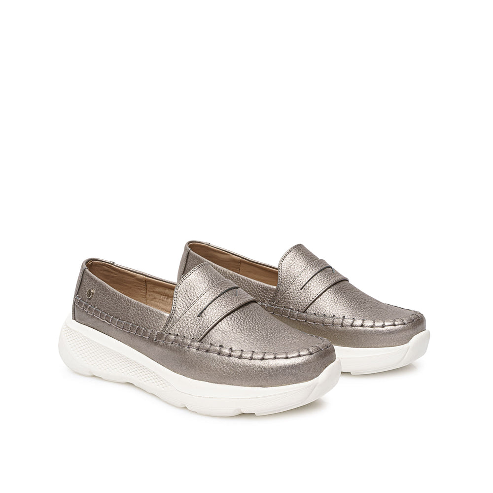 Zapato Mocasín Casual Plata