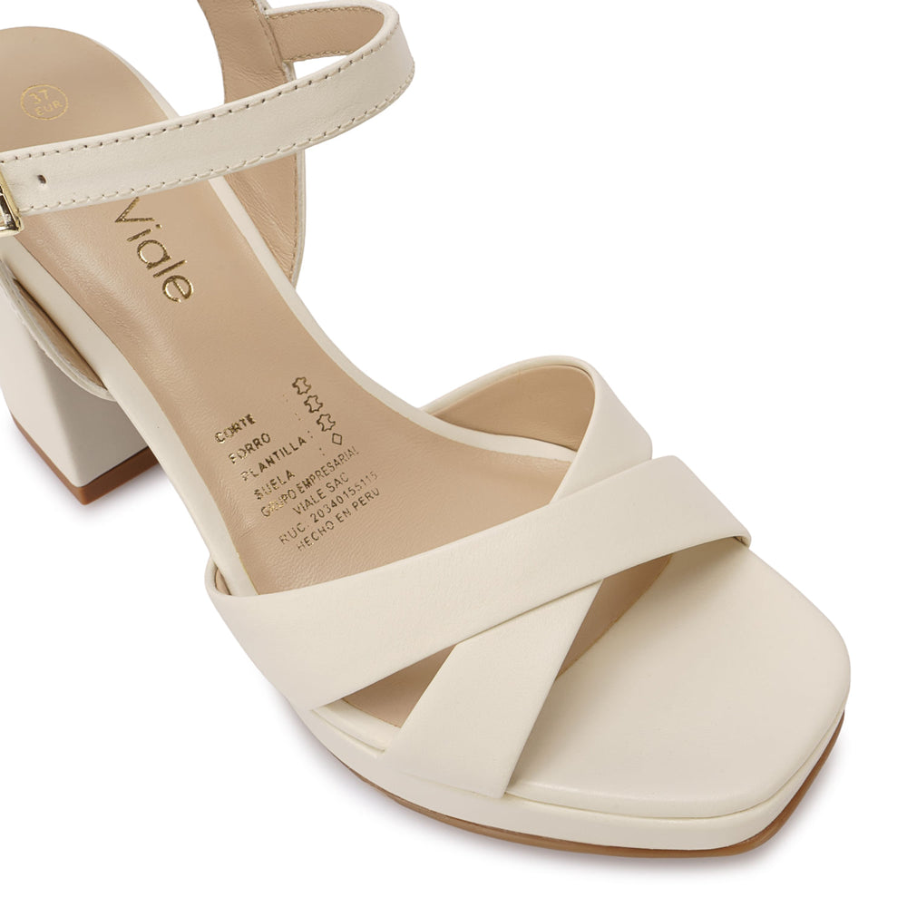 Sandalia D'orsay Casual Hueso