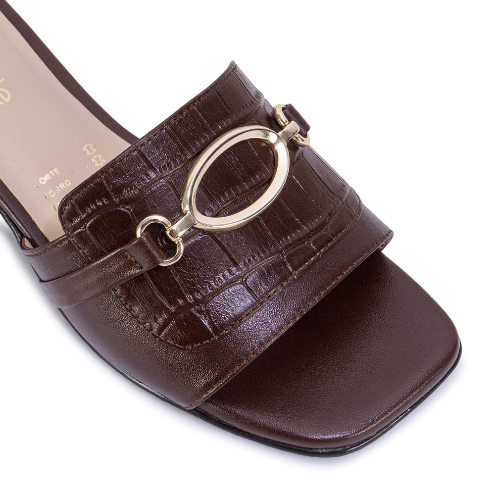 Sandalia Slide Casual Marron