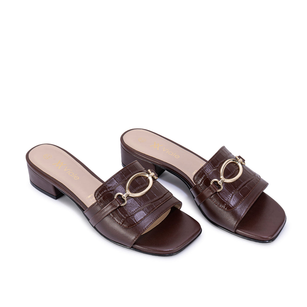 Sandalia Slide Casual Marron